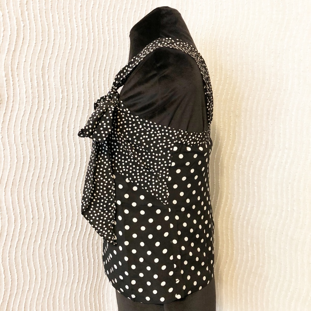 J Crew Polka Silk One Shoulder Bow Polka Dot Top 2 - Picture 2 of 8